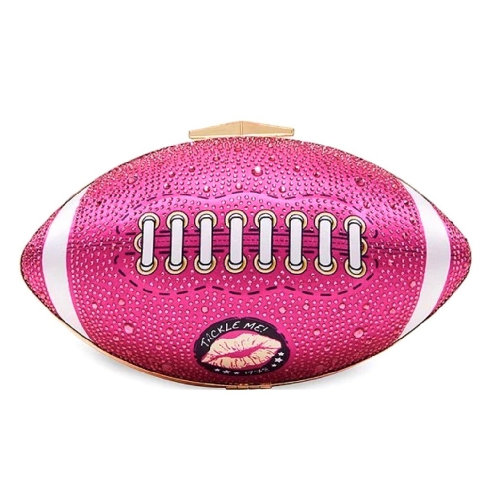 NWT Betsey Johnson Kitsch Football Nice End Zone Crystal Crossbody